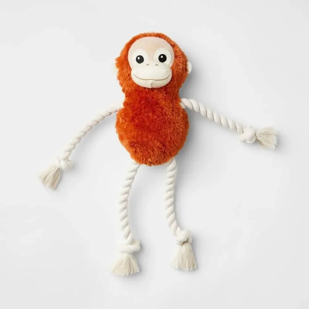 Monkey Plush with Rope Dog Toy - 14